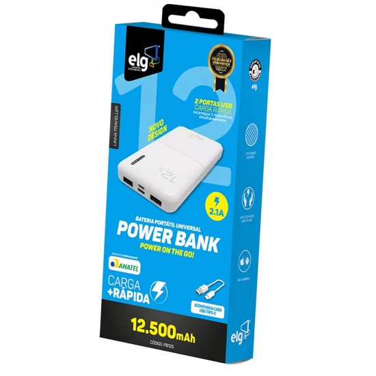 Carregador portatil power bank USB 12.500Mah ELG
